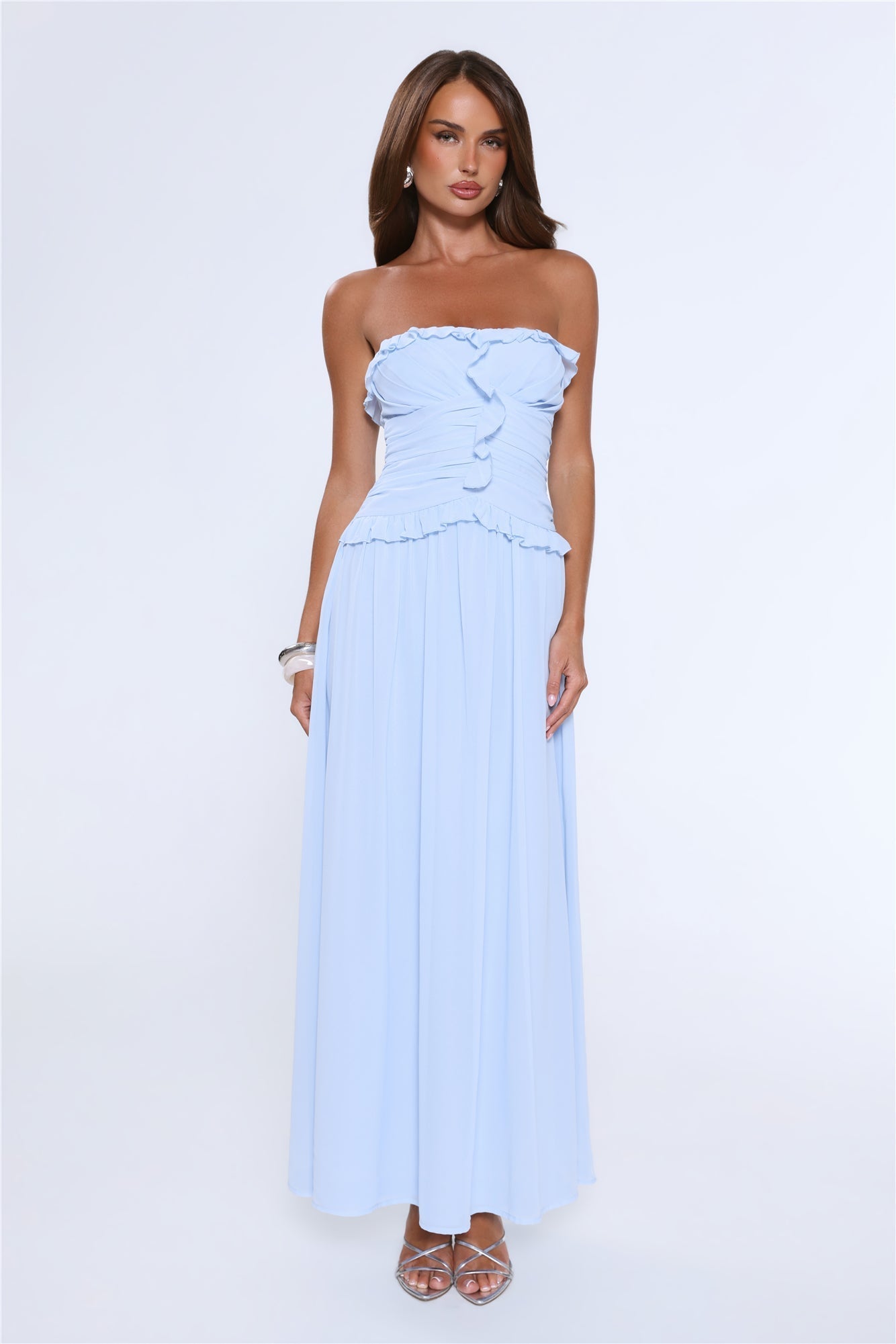 Vestido longo tomara-que-caia Hour Whispers — Azul