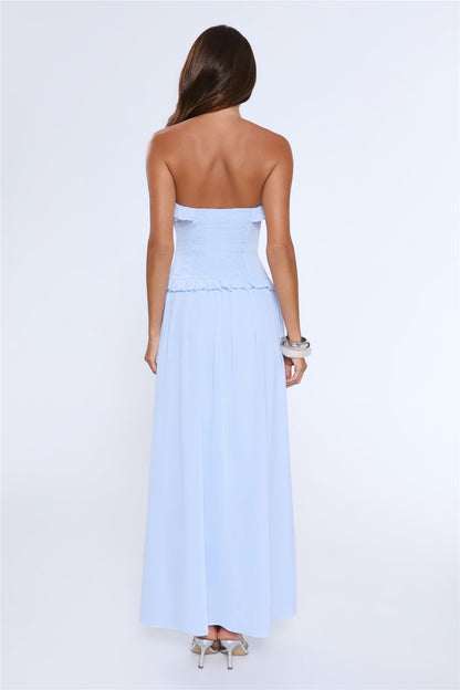 Vestido longo tomara-que-caia Hour Whispers — Azul