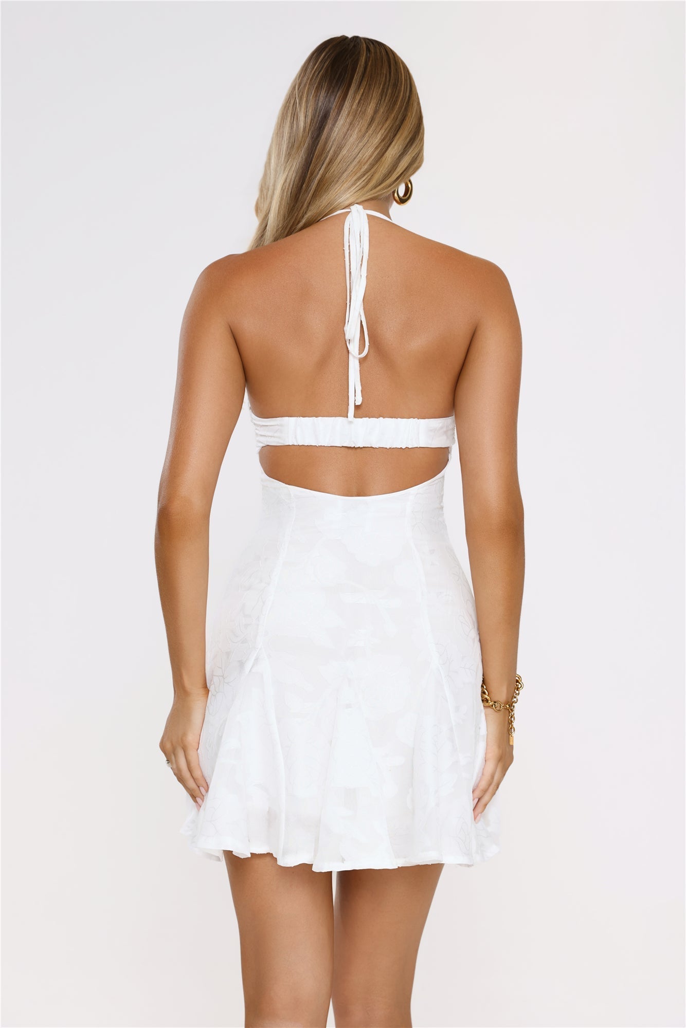 Vestido mini halter Stay Shining — Branco