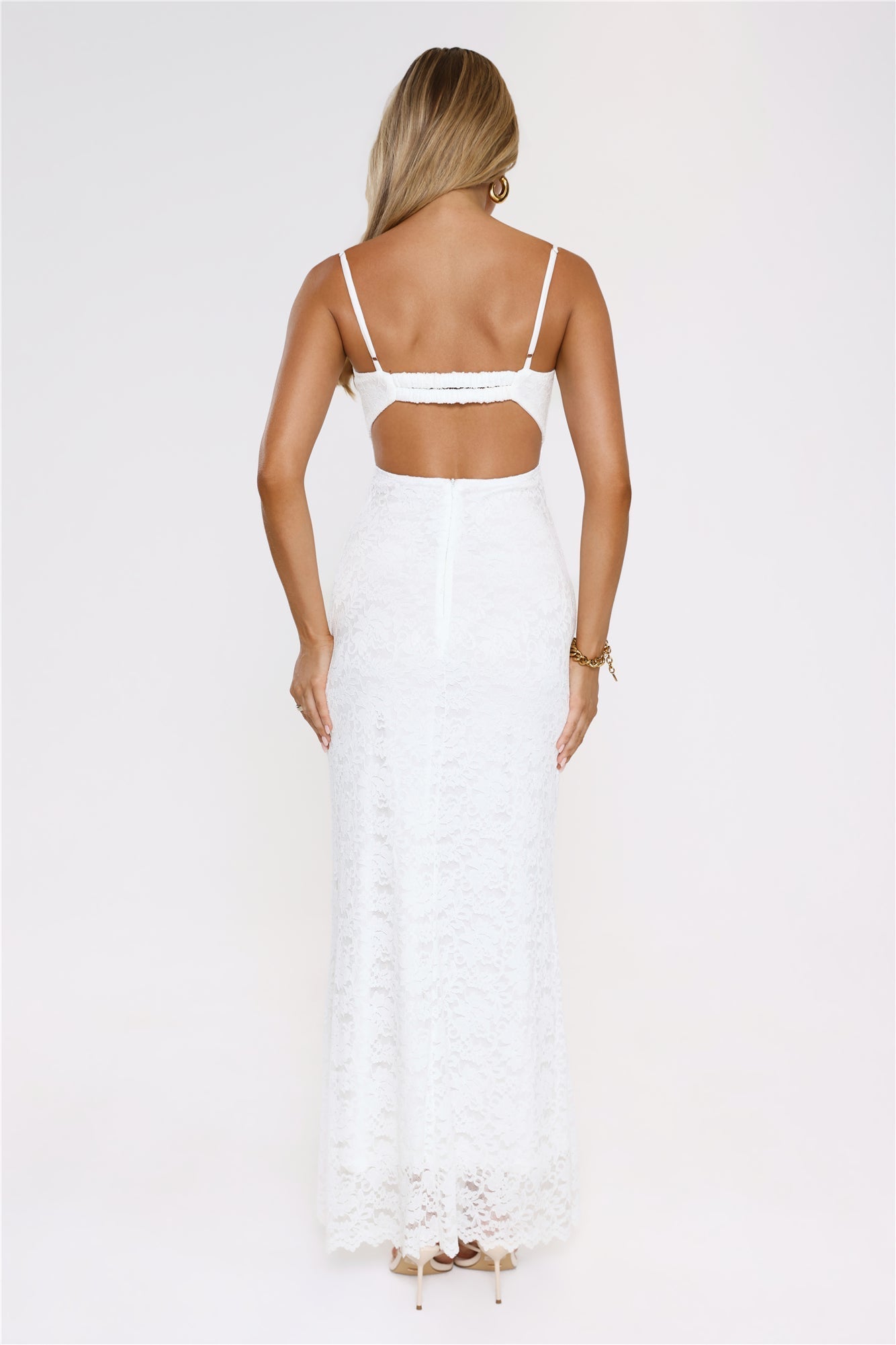 Vestido Longo de Renda "Véu ao Luar" — Branco