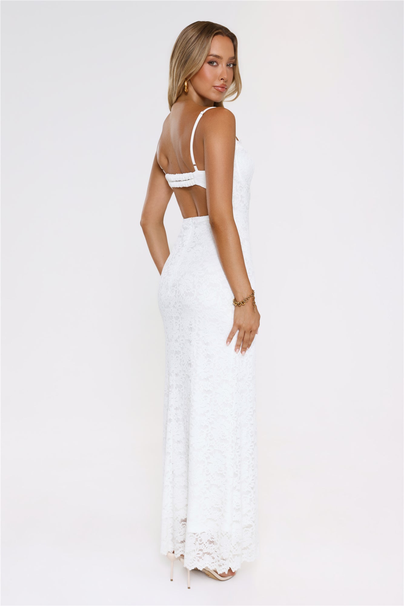 Vestido Longo de Renda "Véu ao Luar" — Branco