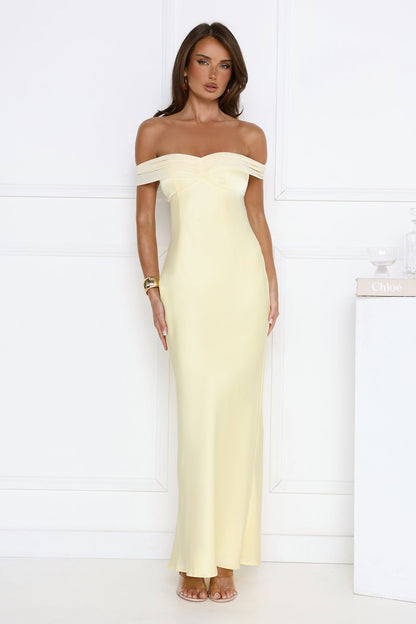 Vestido longo ombro a ombro The Sophisticate — Amarelo