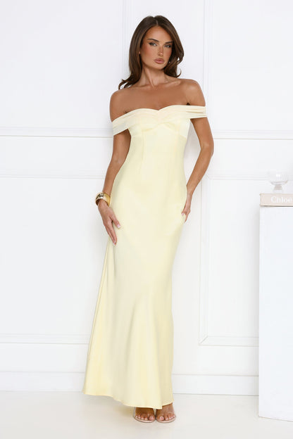 Vestido longo ombro a ombro The Sophisticate — Amarelo