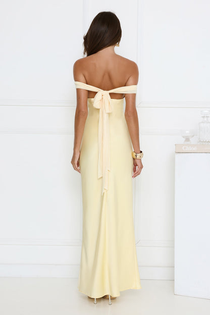 Vestido longo ombro a ombro The Sophisticate — Amarelo