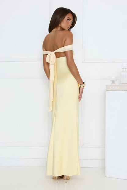 Vestido longo ombro a ombro The Sophisticate — Amarelo