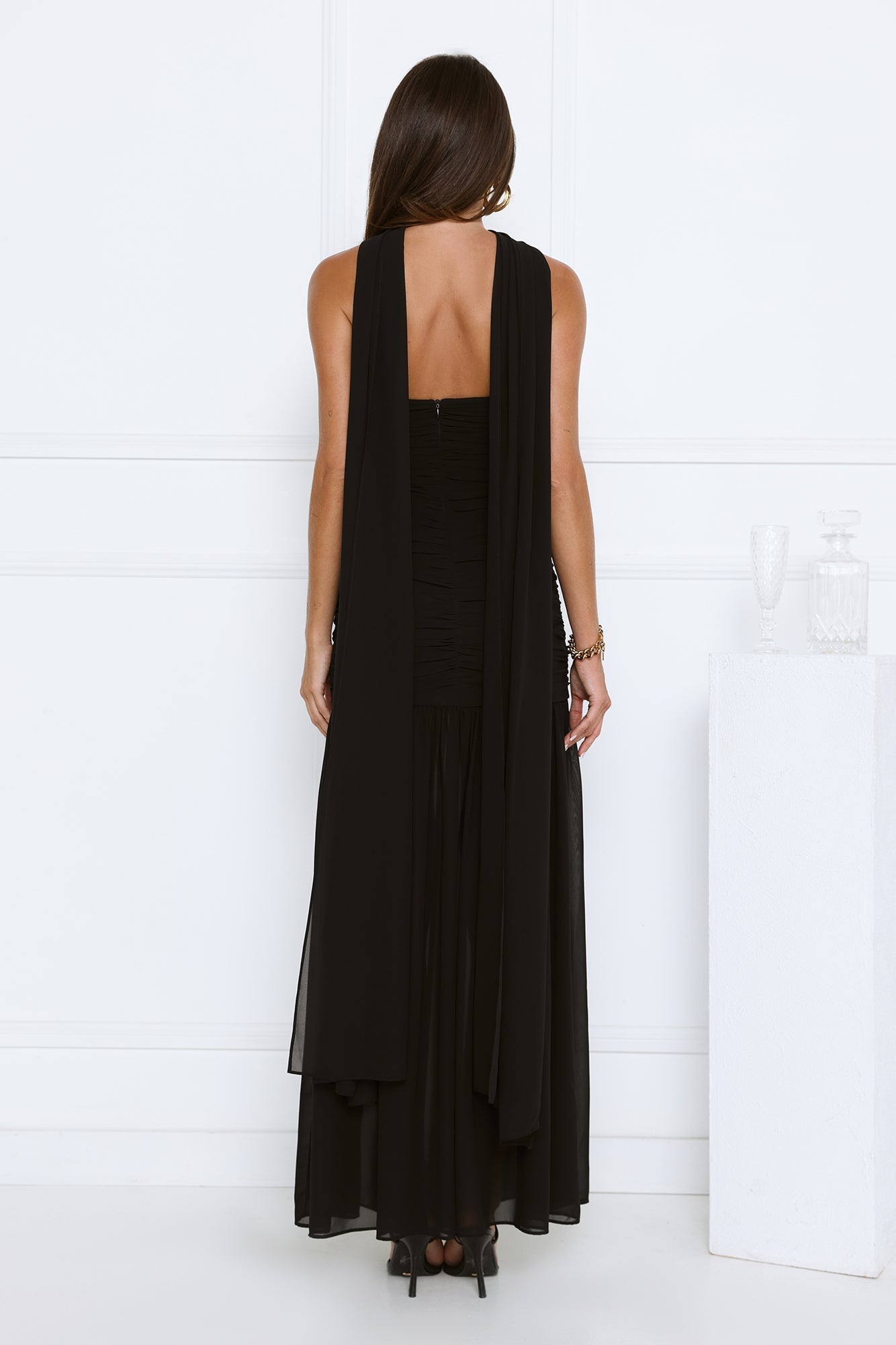 Vestido longo tomara-que-caia Soirée Glow — Preto