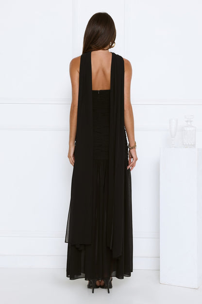 Vestido longo tomara-que-caia Soirée Glow — Preto
