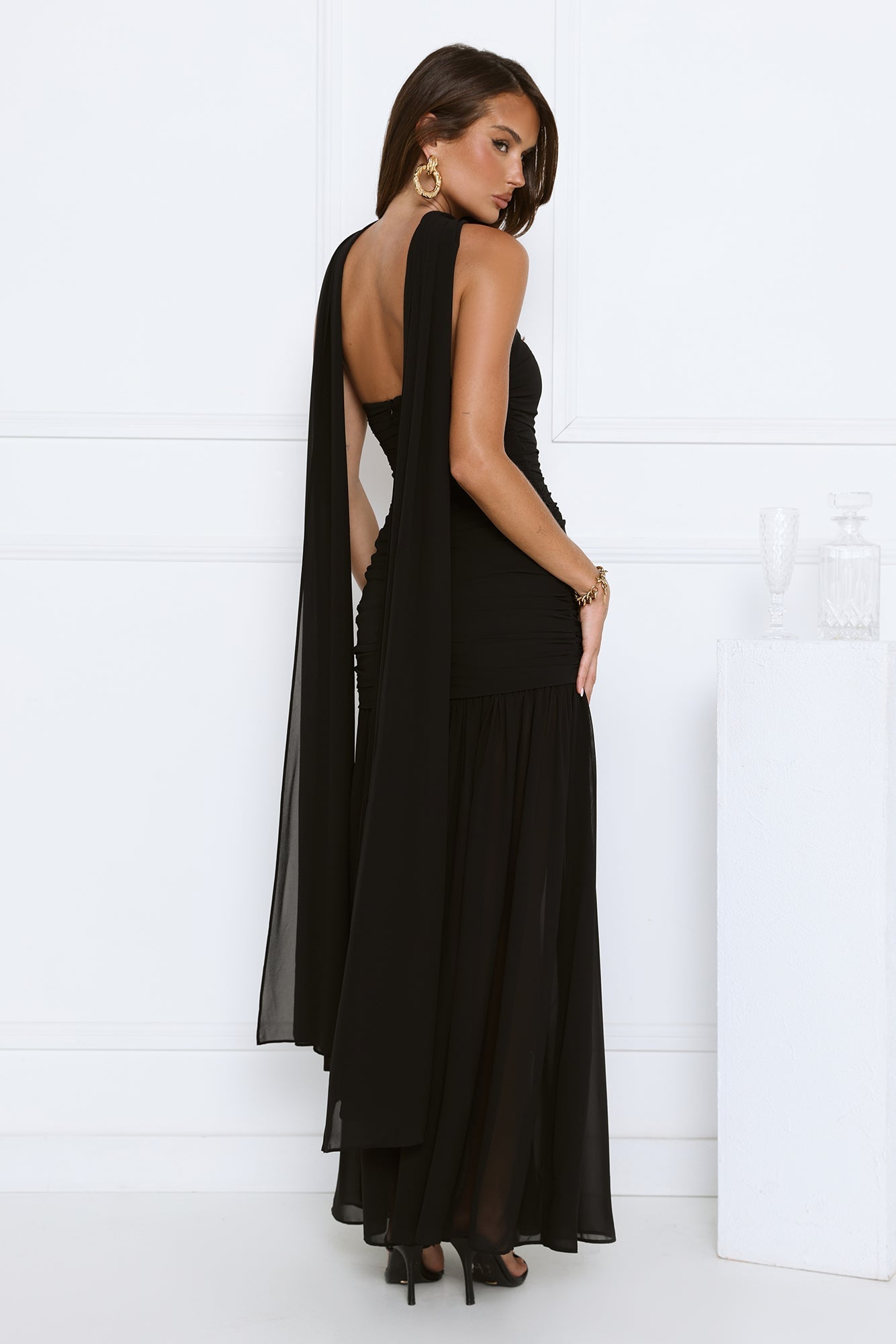 Vestido longo tomara-que-caia Soirée Glow — Preto