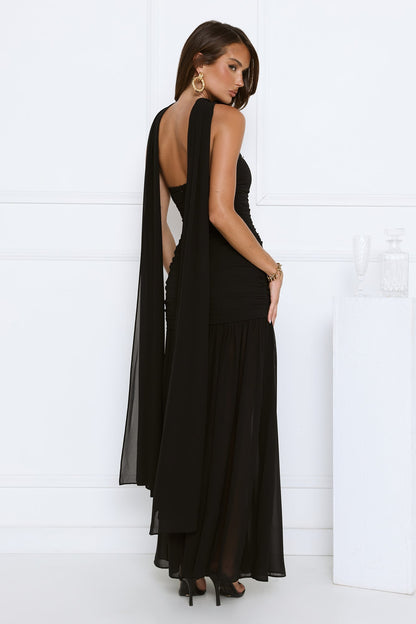 Vestido longo tomara-que-caia Soirée Glow — Preto