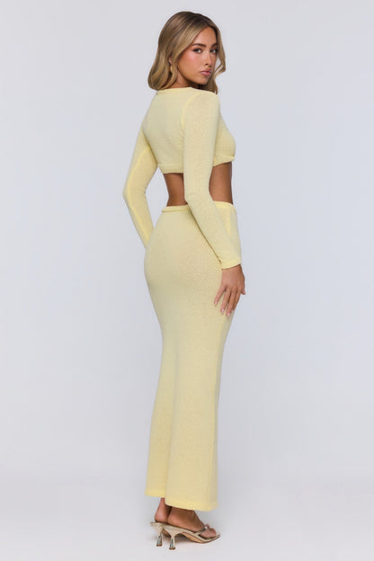 Cropped de tricô Sun Rose com manga longa — Amarelo