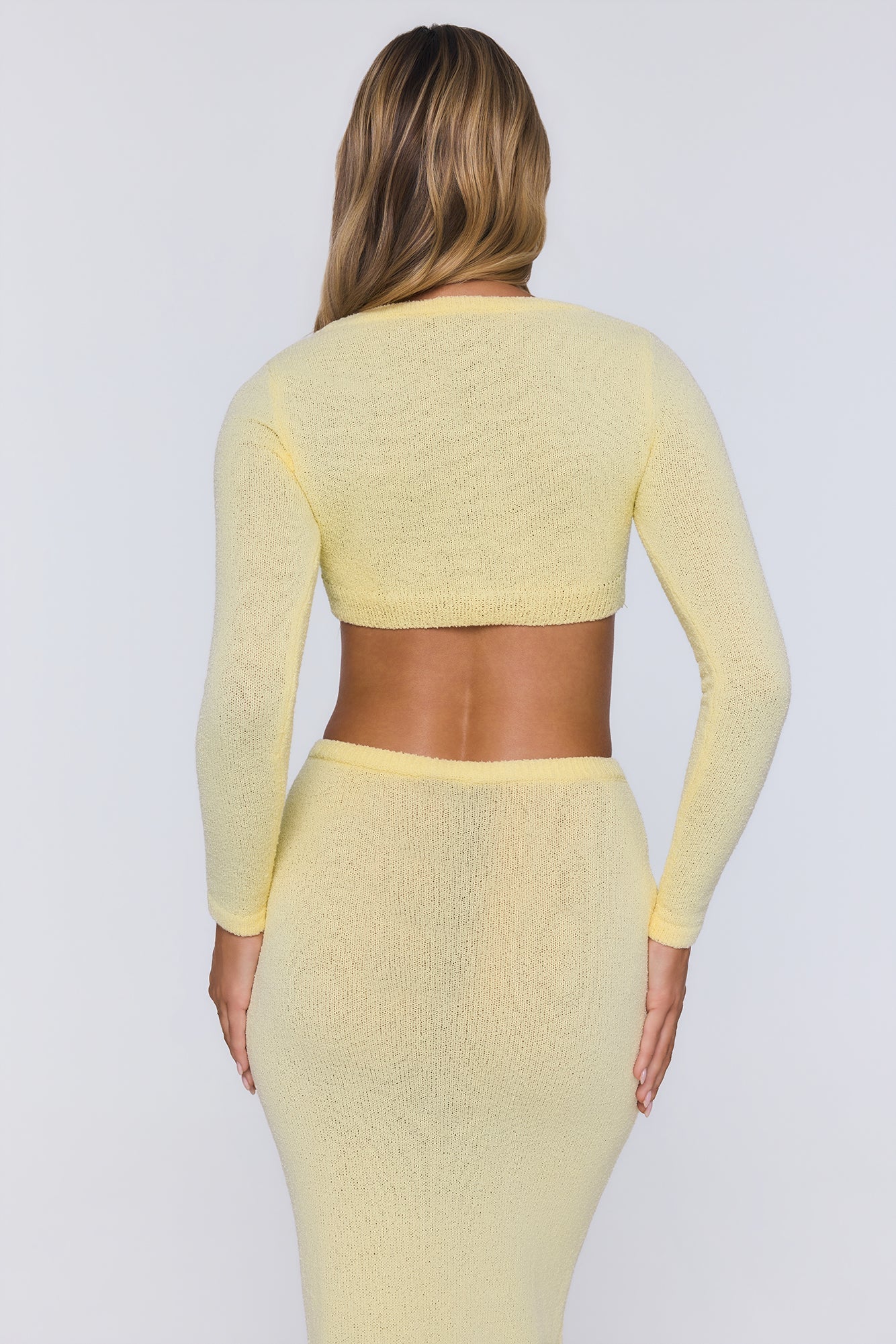Cropped de tricô Sun Rose com manga longa — Amarelo