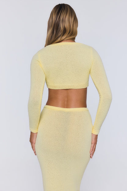 Cropped de tricô Sun Rose com manga longa — Amarelo