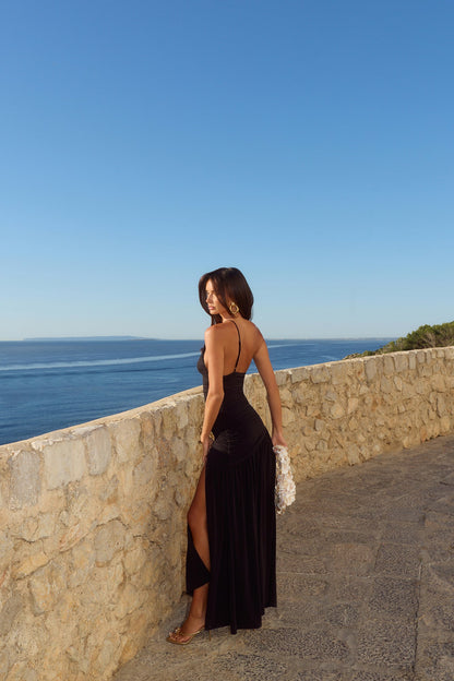 Vestido maxi de um ombro só "Spun In The Sun" — Preto