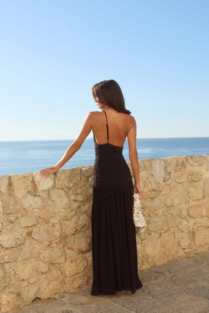 Vestido maxi de um ombro só "Spun In The Sun" — Preto