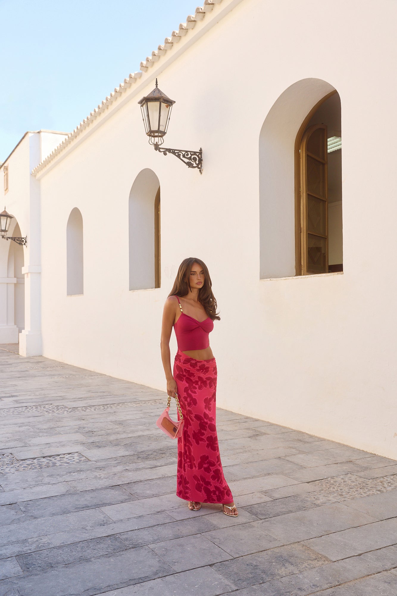 Vestido longo Pétala Ruborizada - Vermelho