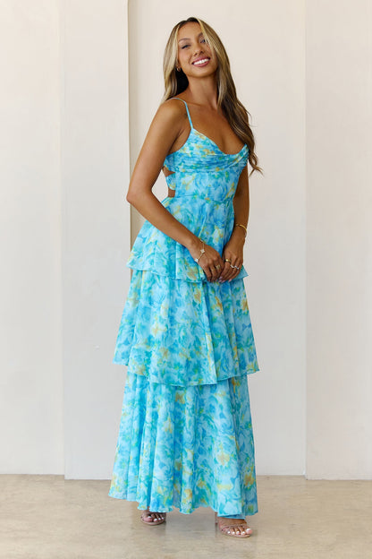 Vestido longo Digital Darling Azul