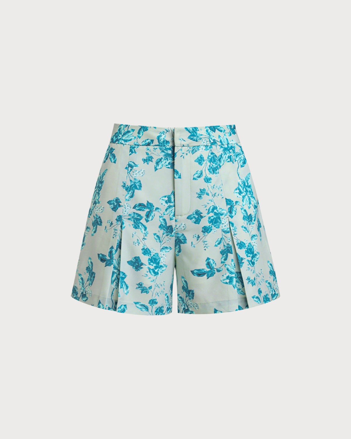 Shorts azul floral com bolsos