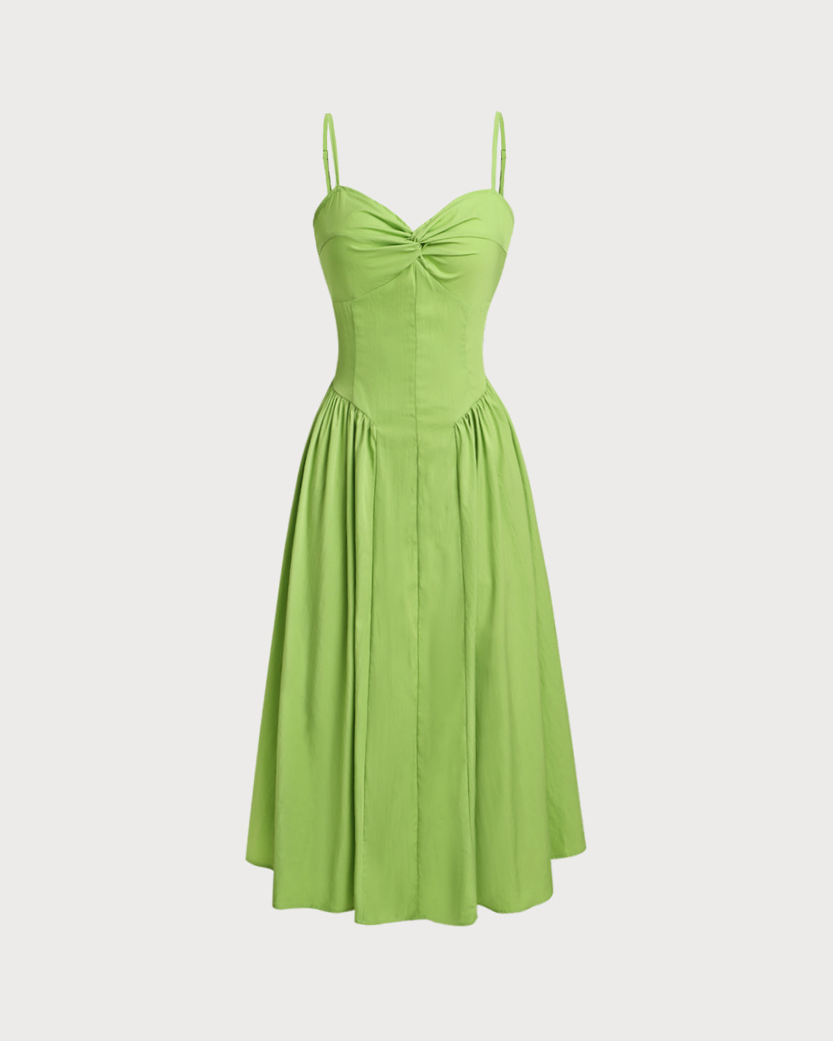 Vestido slip midi com decote coração - Verde