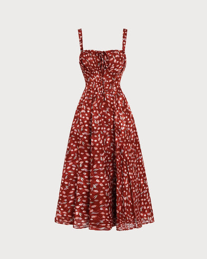 Vestido midi slip floral vinho