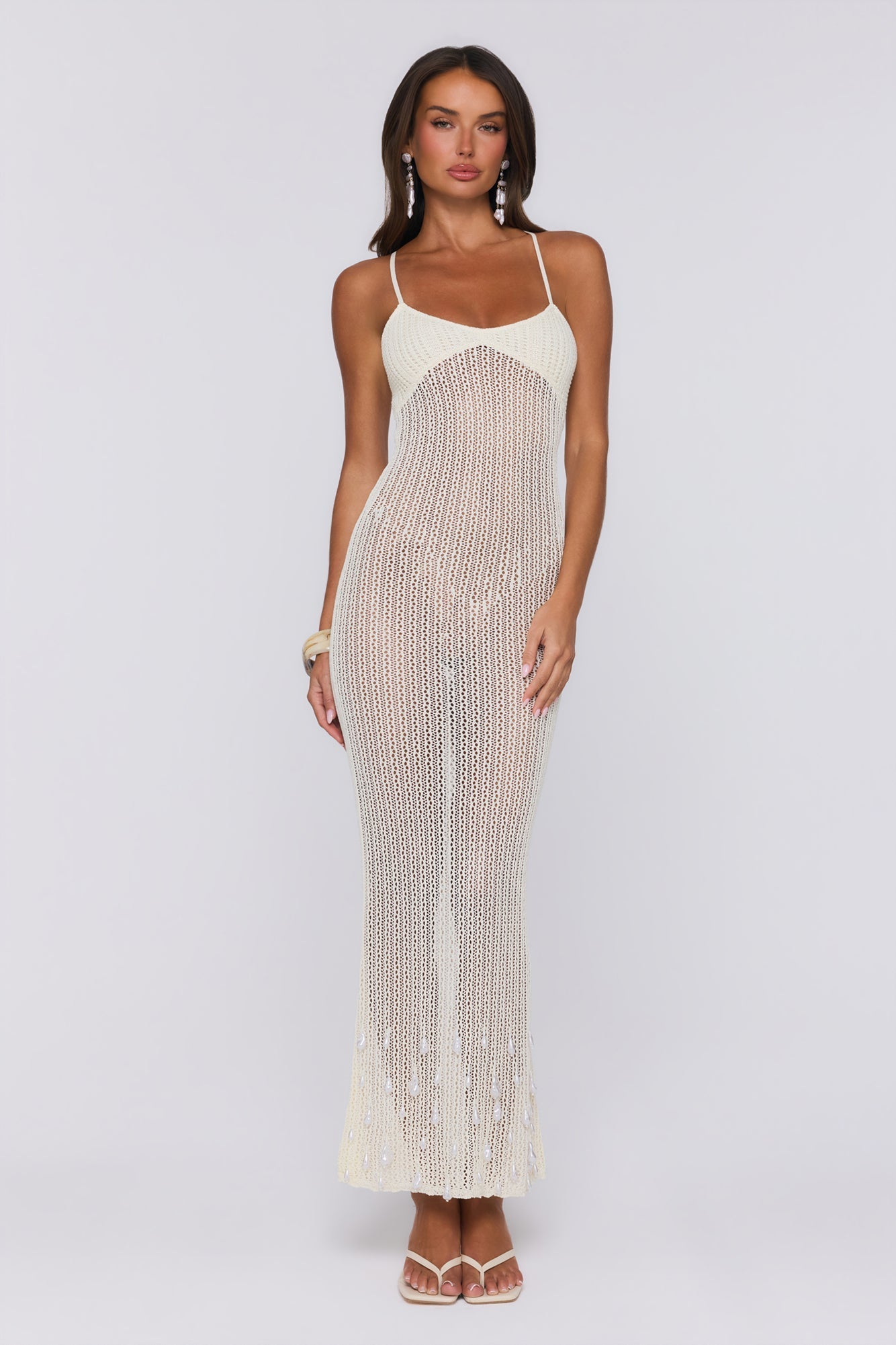 Vestido Longo em Tricô Brings The Heat — Creme