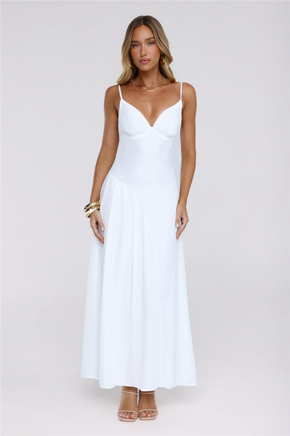 Vestido Longo Sussurro Dourado — Branco