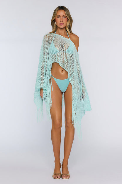 Poncho de Franjas Azul