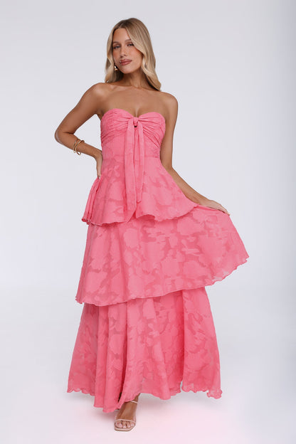 Vestido Maxi Tomara-que-caia Frost Flare - Coral