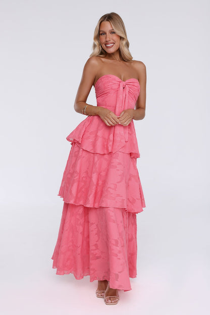 Vestido Maxi Tomara-que-caia Frost Flare - Coral