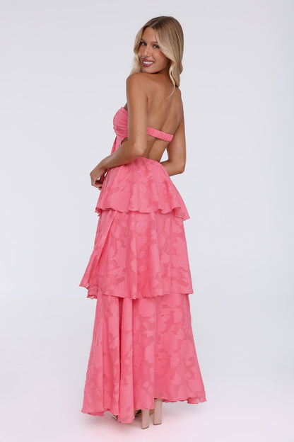 Vestido Maxi Tomara-que-caia Frost Flare - Coral