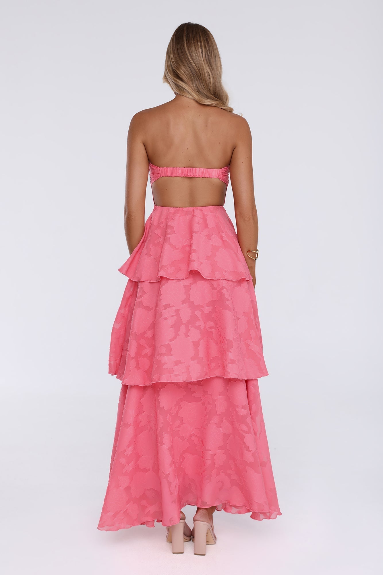 Vestido Maxi Tomara-que-caia Frost Flare - Coral