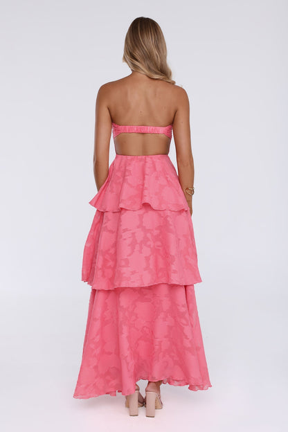 Vestido Maxi Tomara-que-caia Frost Flare - Coral