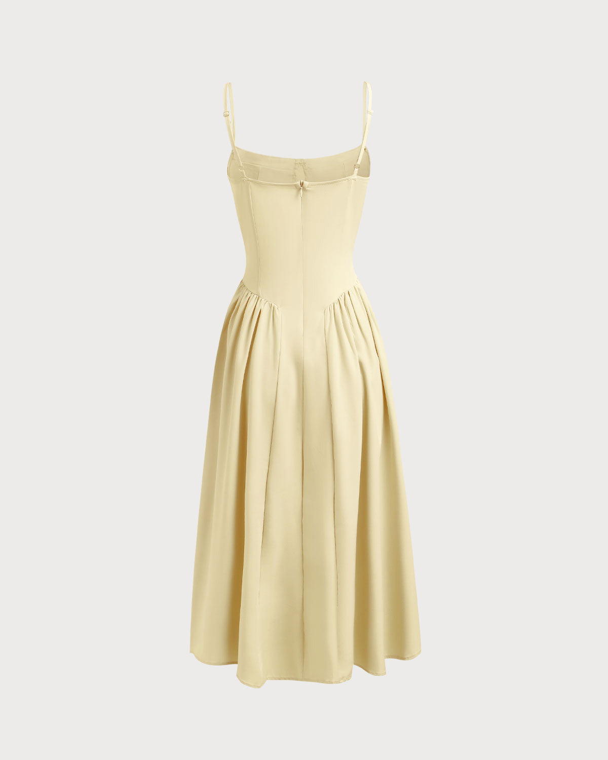 Vestido slip midi com decote quadrado e bolso — Amarelo