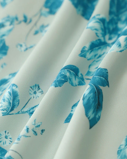Regata Floral Azul com Decote Quadrado