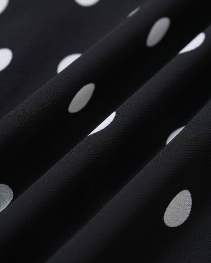 Vestido slip longo em poá preto