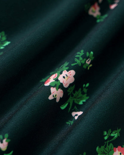 Vestido midi floral com mangas bufantes — Verde