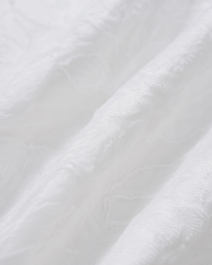 Vestido slip midi em jacquard branco com franzidos