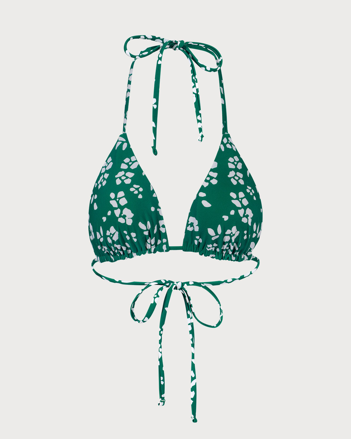 Top de biquíni triângulo reversível verde com estampa floral