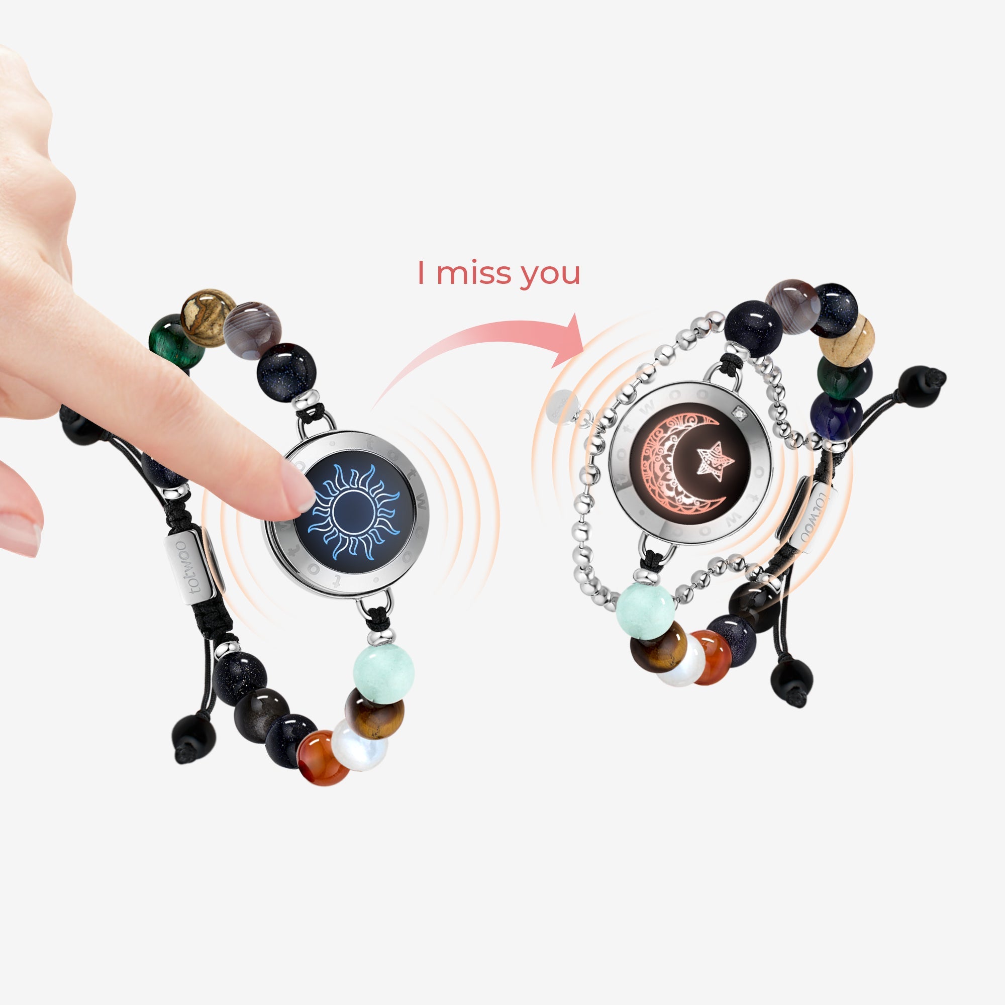 Sun & Moon Touch Bracelets with Solar System Guardian Beads