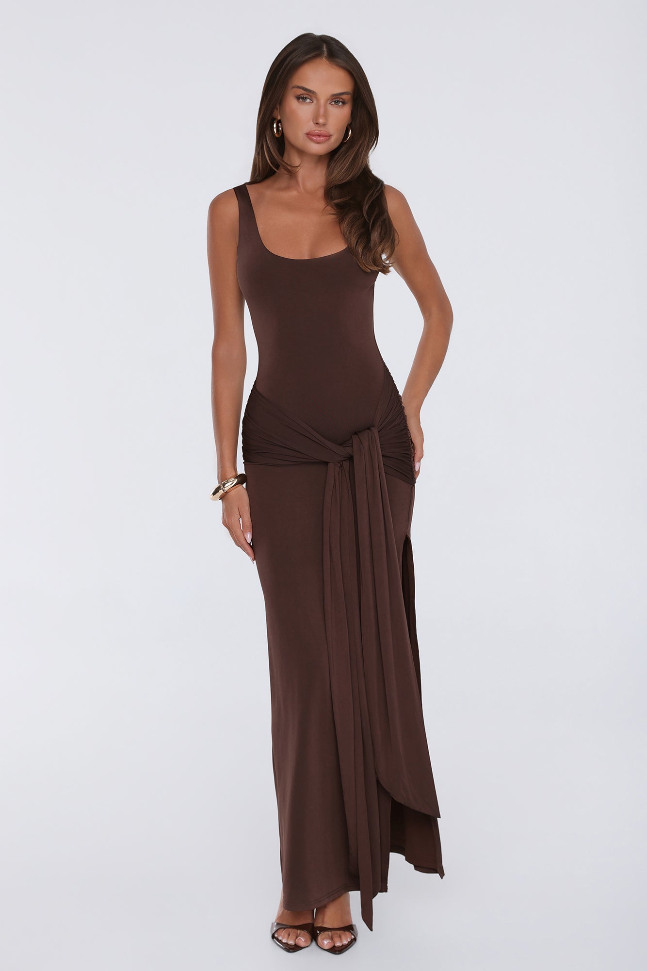 Maximum Style Vestido Longo Marrom