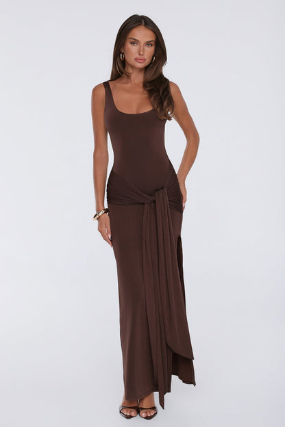 Maximum Style Vestido Longo Marrom