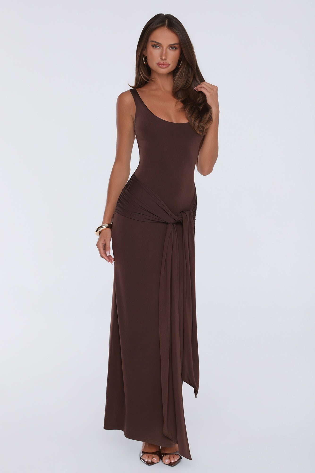 Maximum Style Vestido Longo Marrom