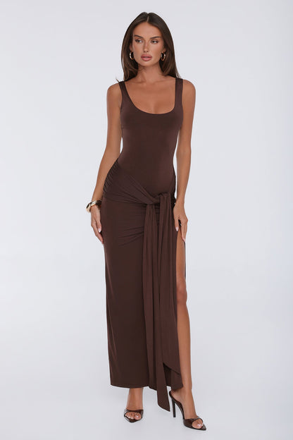 Maximum Style Vestido Longo Marrom