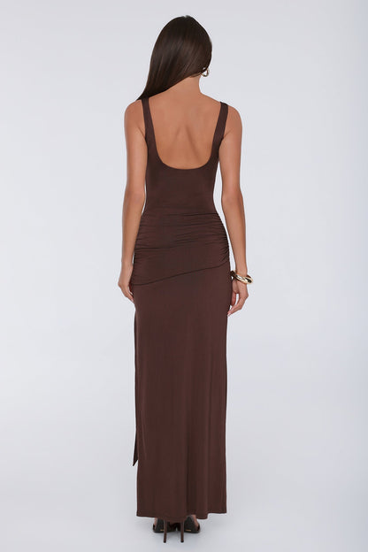 Maximum Style Vestido Longo Marrom