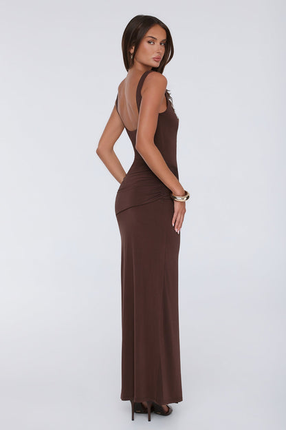 Maximum Style Vestido Longo Marrom