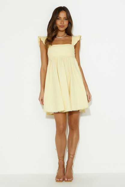 Vestido Mini Pronto para o Brunch — Amarelo