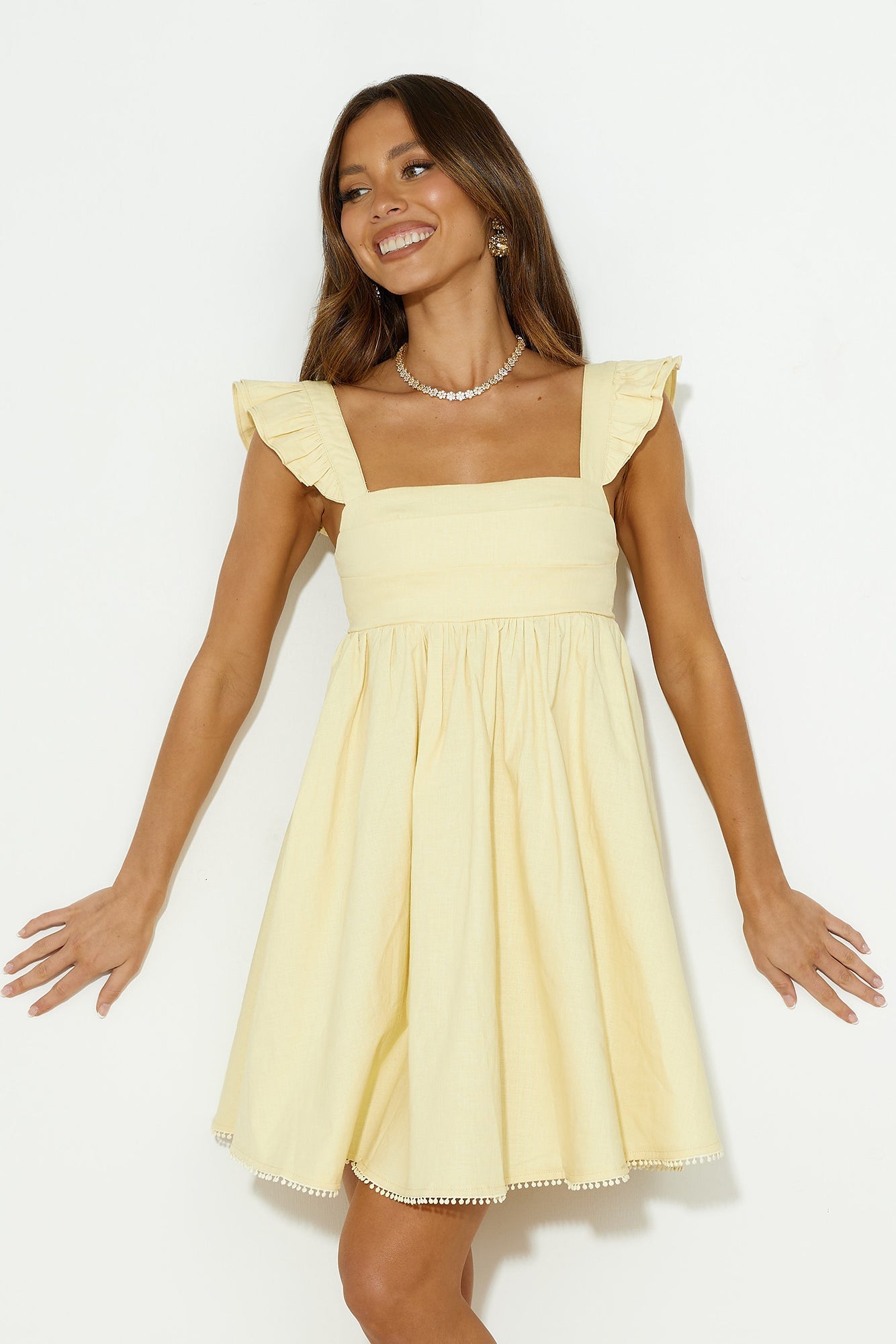 Vestido Mini Pronto para o Brunch — Amarelo