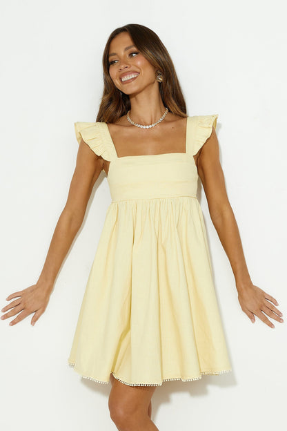 Vestido Mini Pronto para o Brunch — Amarelo