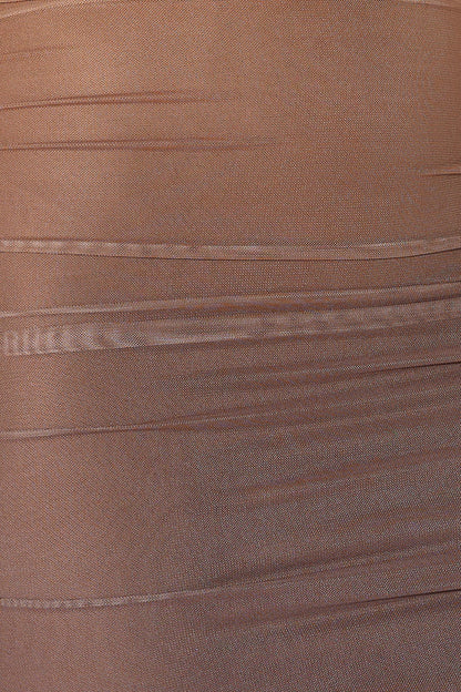 Vestido midi em tule ombré — marrom