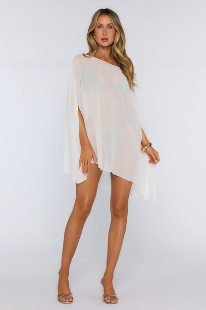 Poncho de Chiffon Transparente Branco