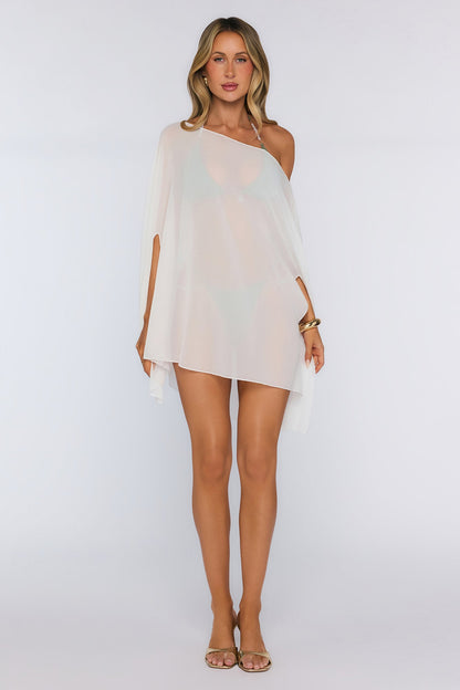 Poncho de Chiffon Transparente Branco